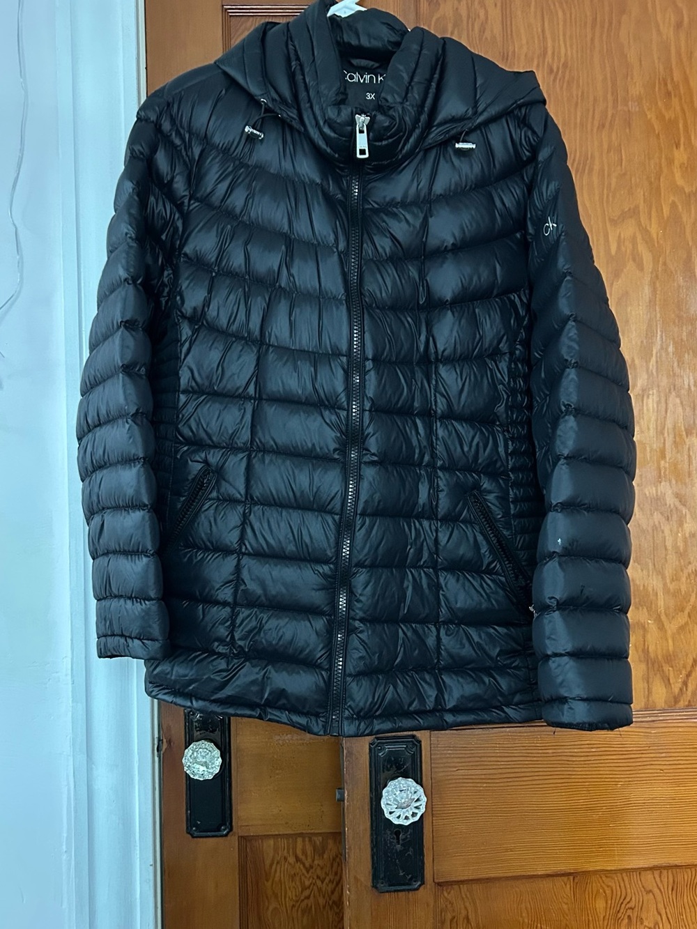 Calvin Klein Black Quilted Puffer Jacket with Hood